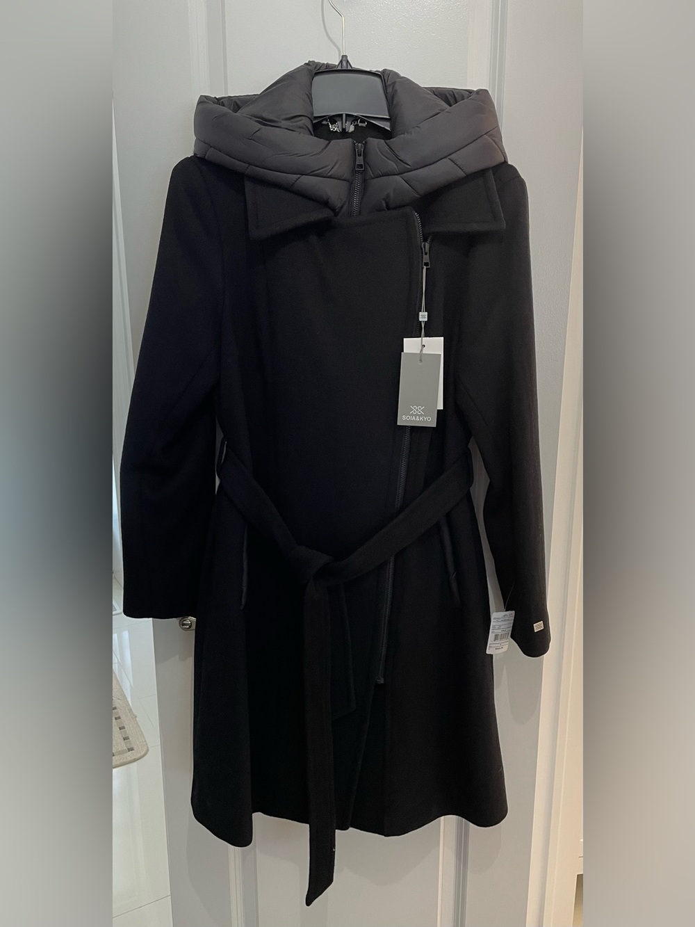 NWT Soia & Kyo Perle Wool-Blend Mixed Media Coat
